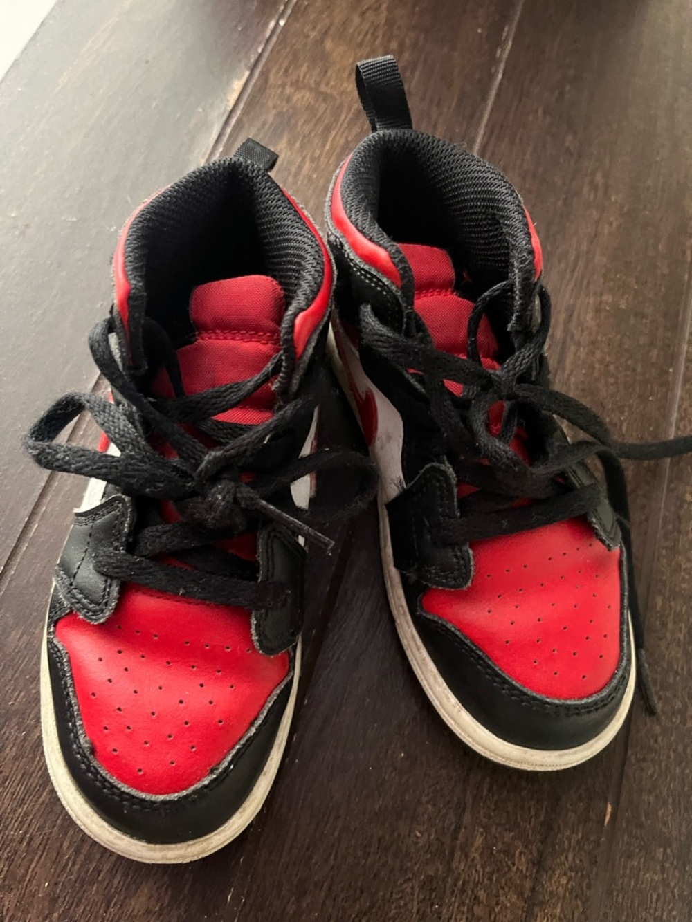 Jordan Kids Red and Black High-Top Sneakers